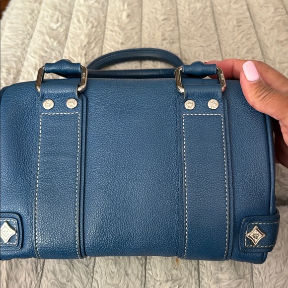 MCM Teal Leather Satchel with Silver Details - Picture 4 of 14